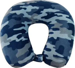 Adult Cozy Soft Microfiber Neck Pillow for Travel – Compact, Machine Washable - Perfect for Airplane, Car, or Home Use - Filled and Finished in The USA – Blue Camo