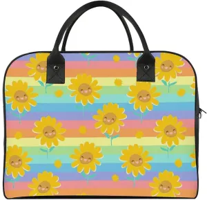 Adult Large Capacity Nylon Yellow Florals Stylish Handbag for Traveling 13" X 19" X 8"
