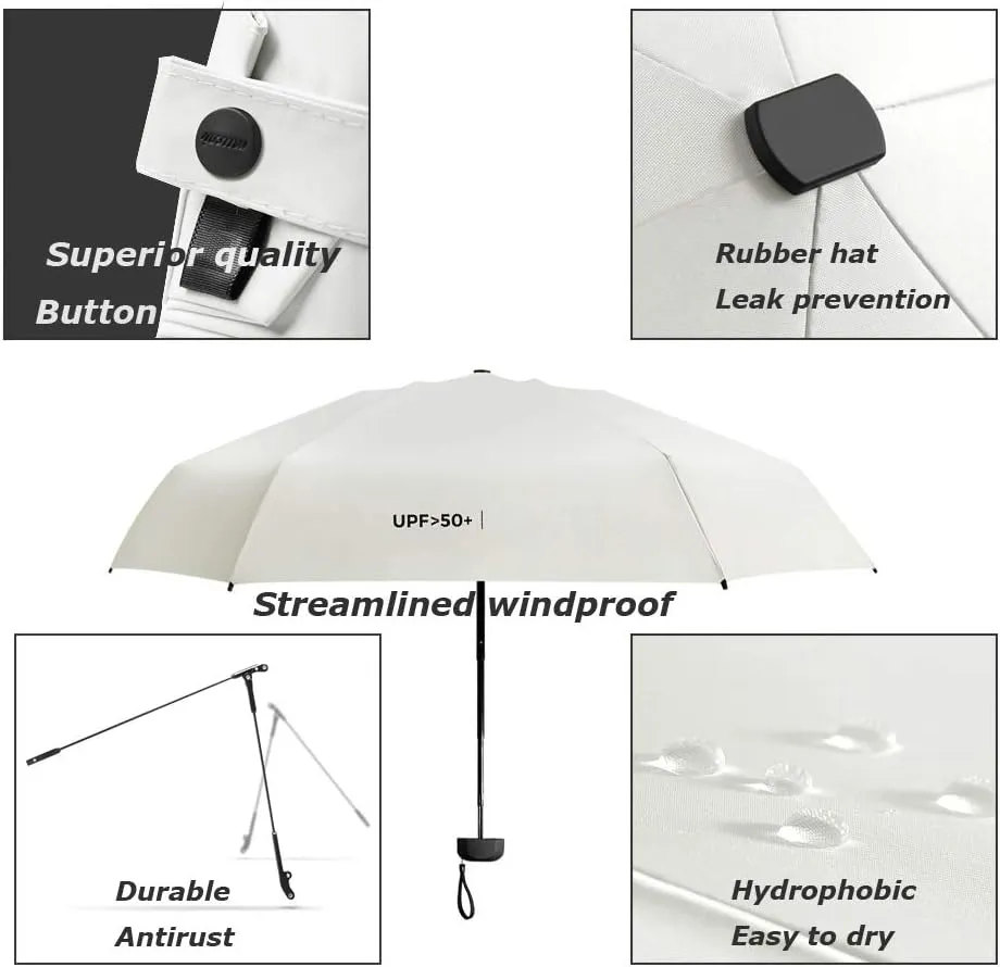 AFULILI Small Compact Travel Umbrella UV Protection Mini Umbrella Perfect for Travel Lightweight Portable Parasol Outdoor Sun & Rain Umbrellas