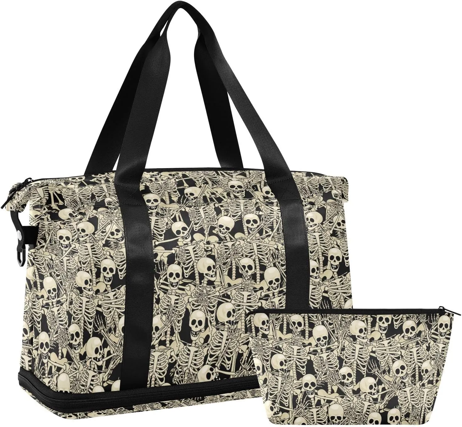 ALAZA Gothic Skull Skeleton Travel Duffel Bag for Women Men Sports Gym Bag with Shoe Compartment Tote Weekender Overnight Bag with Wet Pocket for Travel, Gym,Yoga,Swimming