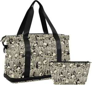 ALAZA Gothic Skull Skeleton Travel Duffel Bag for Women Men Sports Gym Bag with Shoe Compartment Tote Weekender Overnight Bag with Wet Pocket for Travel, Gym,Yoga,Swimming