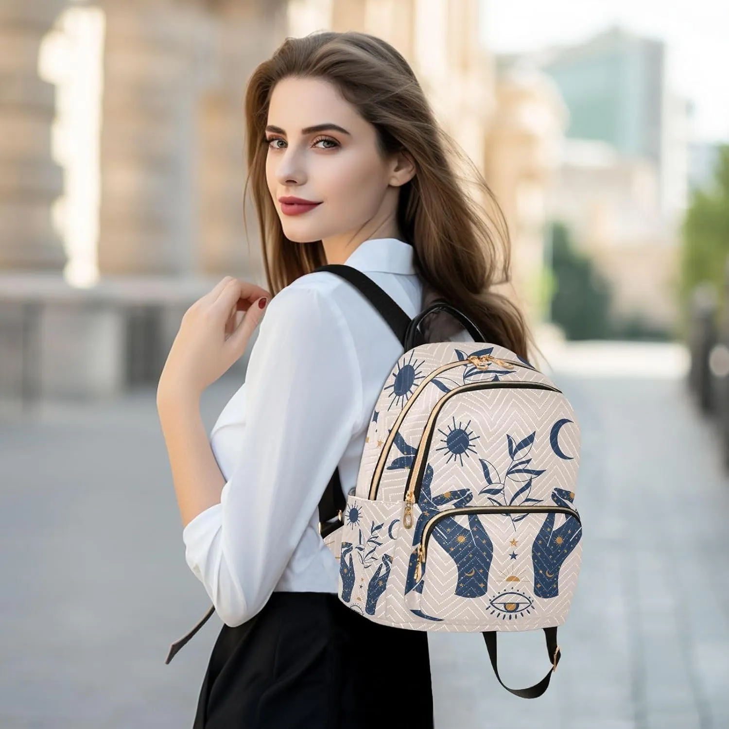 ALAZA Moon Sun Stars Witchy Mini Backpack Purse for Women Travel Bag Fashion Daypack Back Pack Shoulder Bag