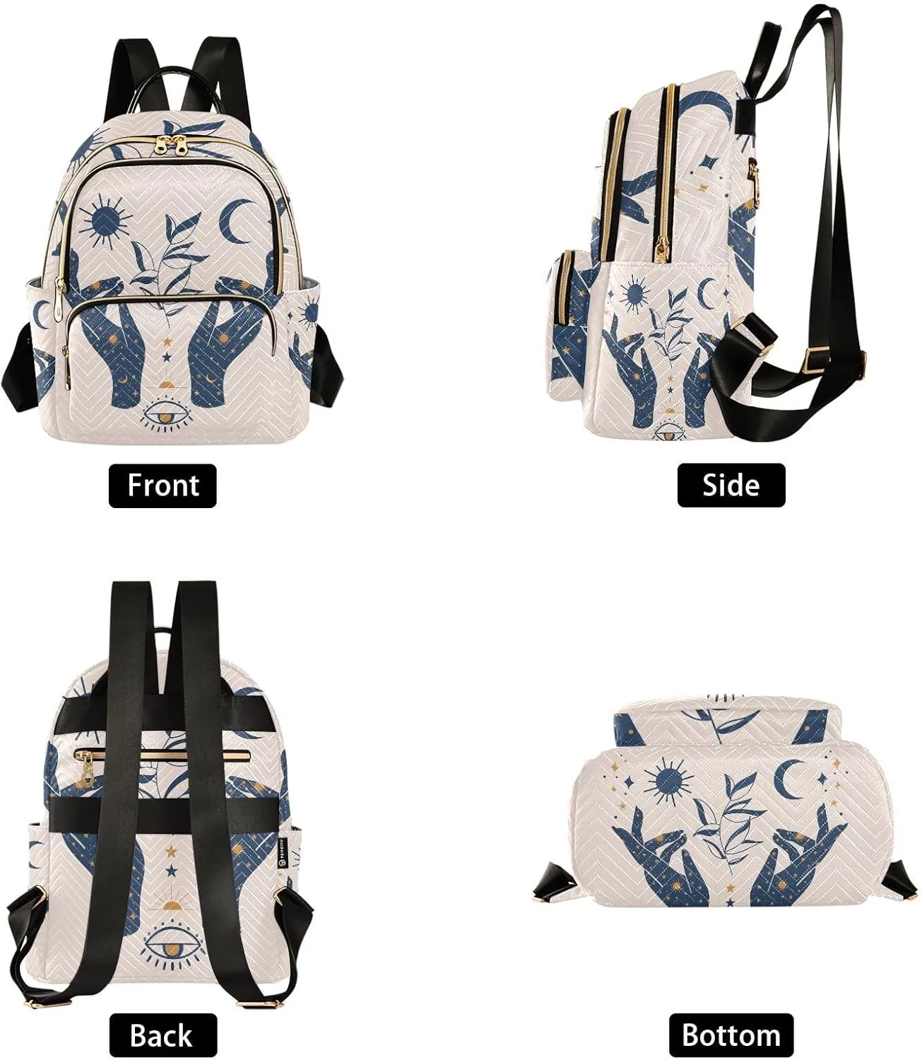 ALAZA Moon Sun Stars Witchy Mini Backpack Purse for Women Travel Bag Fashion Daypack Back Pack Shoulder Bag