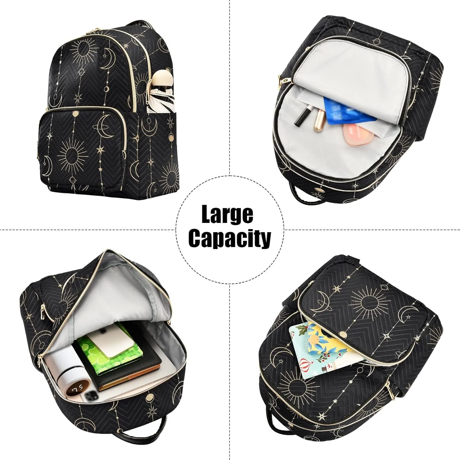 ALAZA Sun Moon Stars Witch Small Backpack Purse for Women Travel Bag Fashion Daypack Back Pack Shoulder Bag