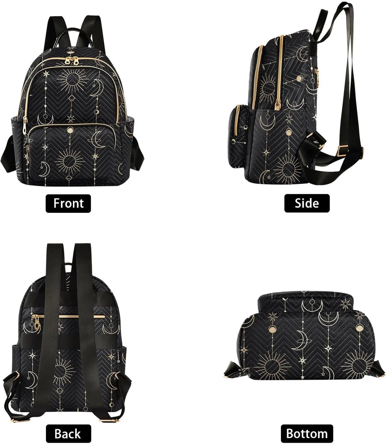 ALAZA Sun Moon Stars Witch Small Backpack Purse for Women Travel Bag Fashion Daypack Back Pack Shoulder Bag