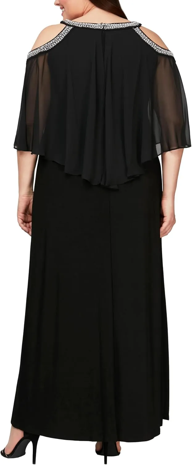Alex Evenings Plus Size Women's Cold Shoulder Popover Dress