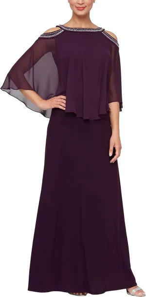 Alex Evenings Women's Cold Shoulder Popover Dress