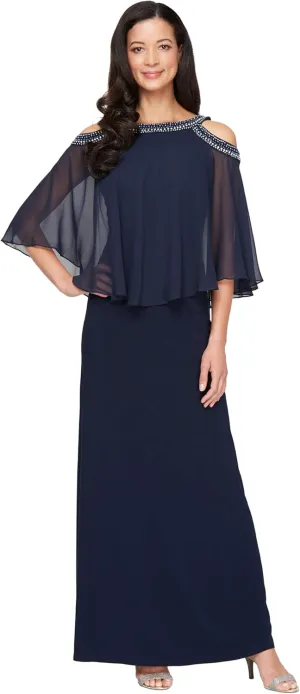 Alex Evenings Women's Cold Shoulder Popover Dress