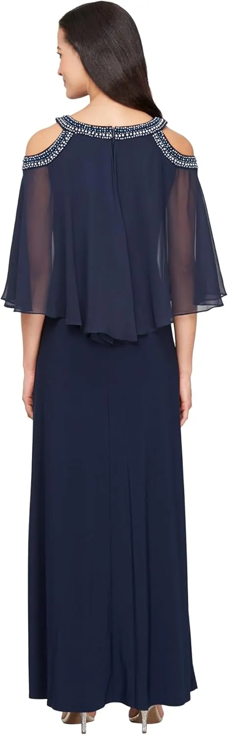 Alex Evenings Women's Cold Shoulder Popover Dress