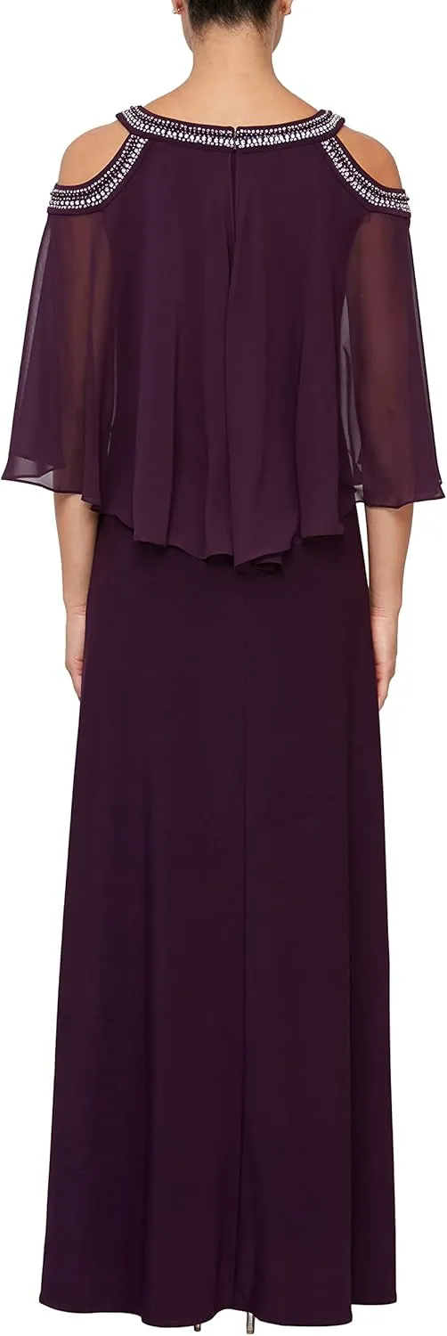 Alex Evenings Women's Cold Shoulder Popover Dress