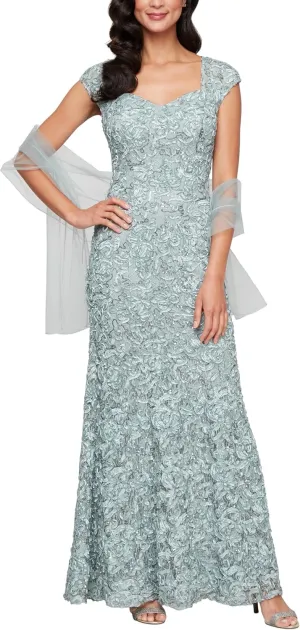 Alex Evenings Women's Long Sleeveless Mother of The Bride Dress with Shawl (Petite and Regular Sizes)