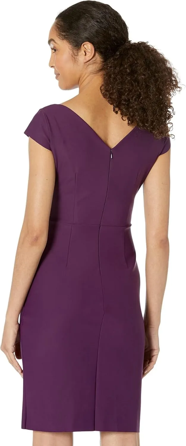 Alex Evenings Women's Short Slimming Cap Sleeve Dress with Surplice Neckline