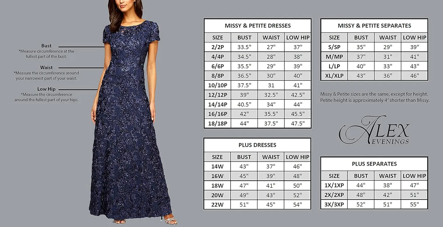 Alex Evenings Women's Tea Length Embroidered Cocktail Godets, Wedding Guest, Party Dress (Petite and Regular Sizes)