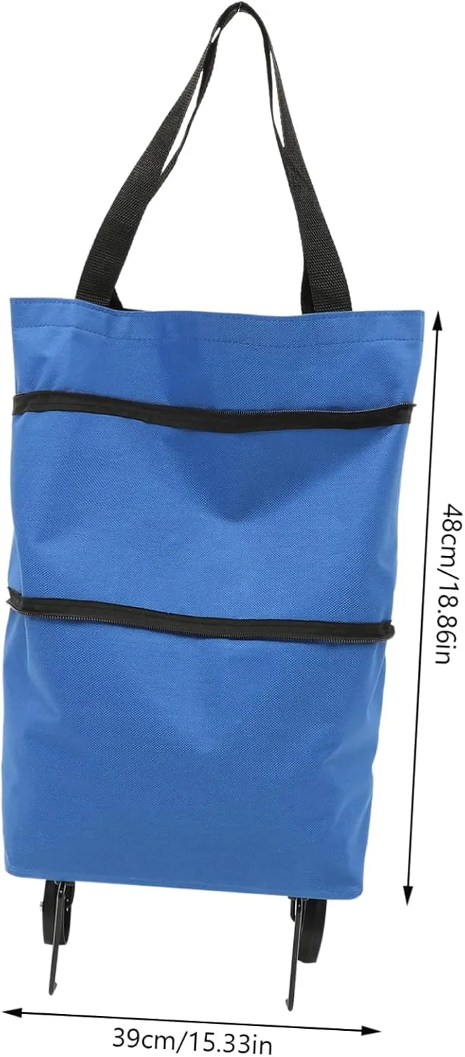 Alipis Storage Bag with Wheels Tote Bags Shopping Travel Bag on Wheels Portable ing Tote Shopping Bag Handcart