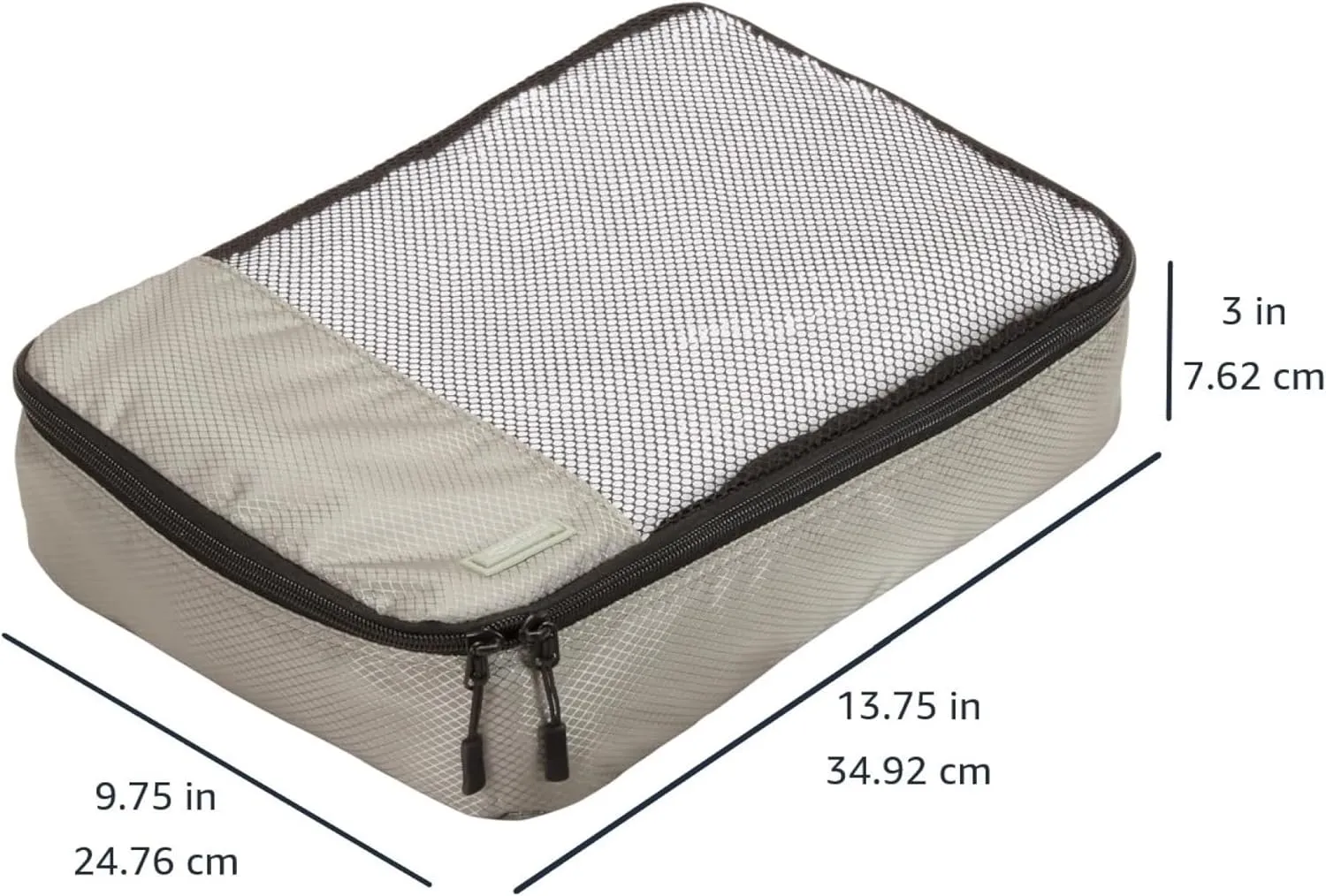 Amazon Basics Medium Packing Cubes for Travel, Packing Organizers, 4-Piece-Set With Double Zipper Pulls and Mesh Top Panel, 100% Durable Polyester, Gray, 13.8"L x 9.8"W x 3"H