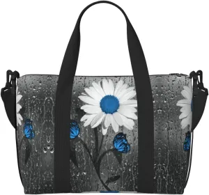 AMAZWI White Blue Daisy Hand Travel Bag For Men Women,Stylish Handheld Crossbody Travel Bag For Business Leisure Trave