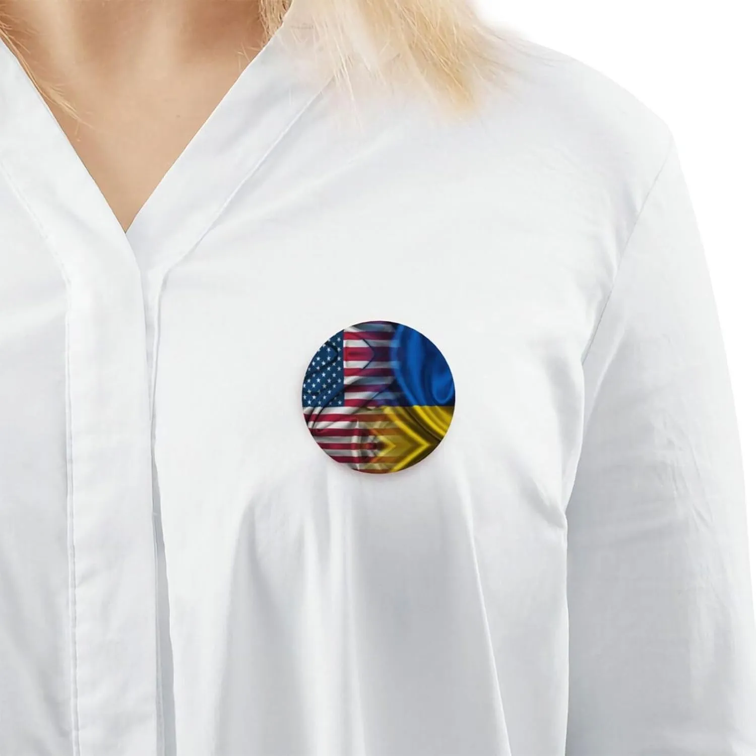 American Flag and Ukrainian Flag Express Your Unique Style with Our Fashionable Round Badges