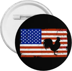 American Flag Chicken Express Your Unique Style with Our Fashionable Round Badges