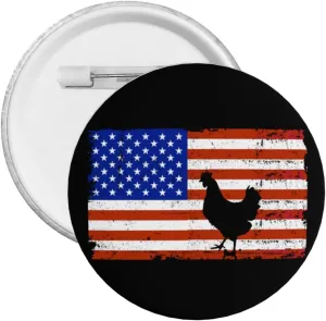 American Flag Chicken Express Your Unique Style with Our Fashionable Round Badges