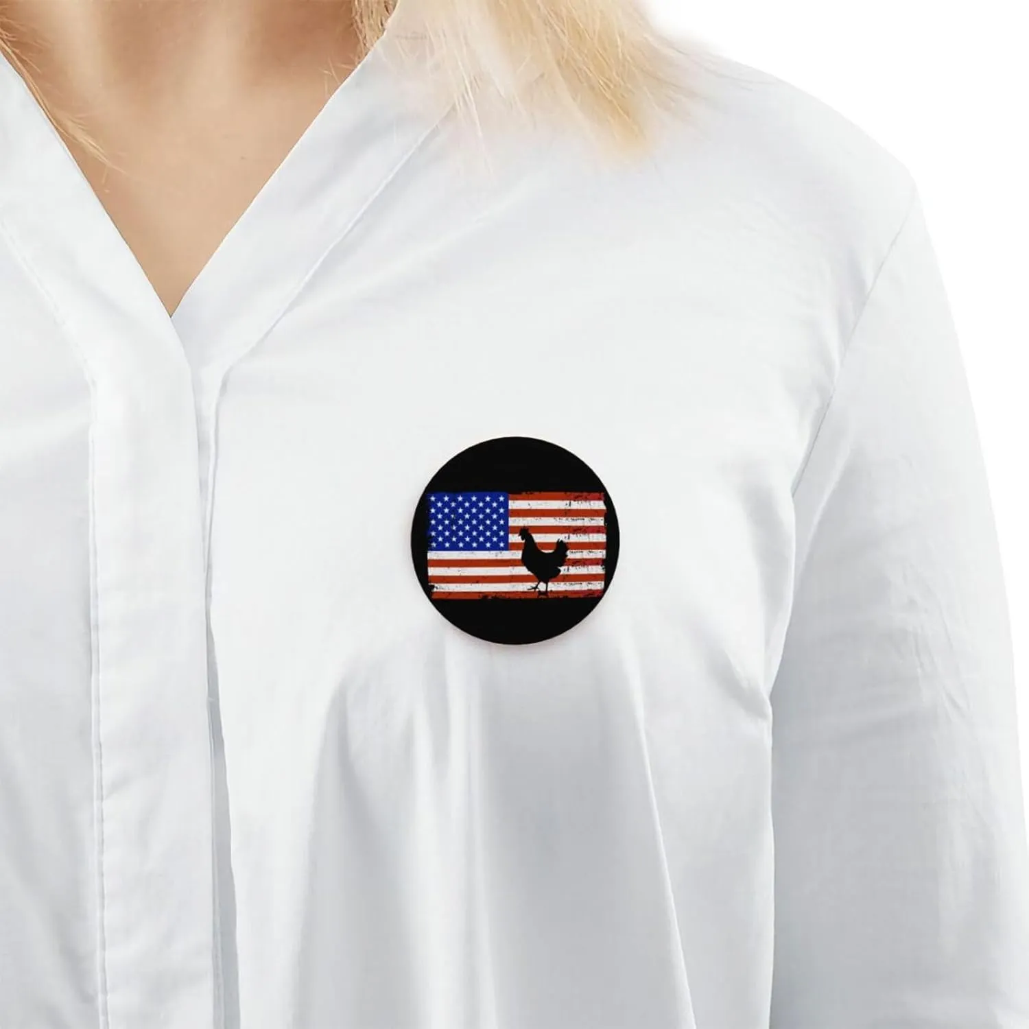 American Flag Chicken Express Your Unique Style with Our Fashionable Round Badges