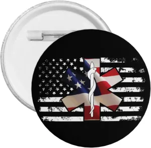 American Flag EMS Star of Life EMT Express Your Unique Style with Our Fashionable Round Badges