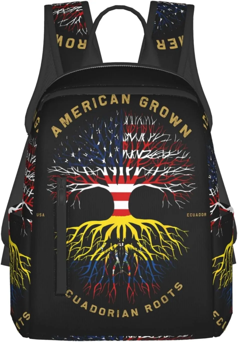 American Grown Ecuadorian Roots Tree Flag Casual Backpacks Large Capacity Laptop Backpack Sports Fitness Rucksack Travel Carry-On Daypack Work Bag for Outdoor Camping
