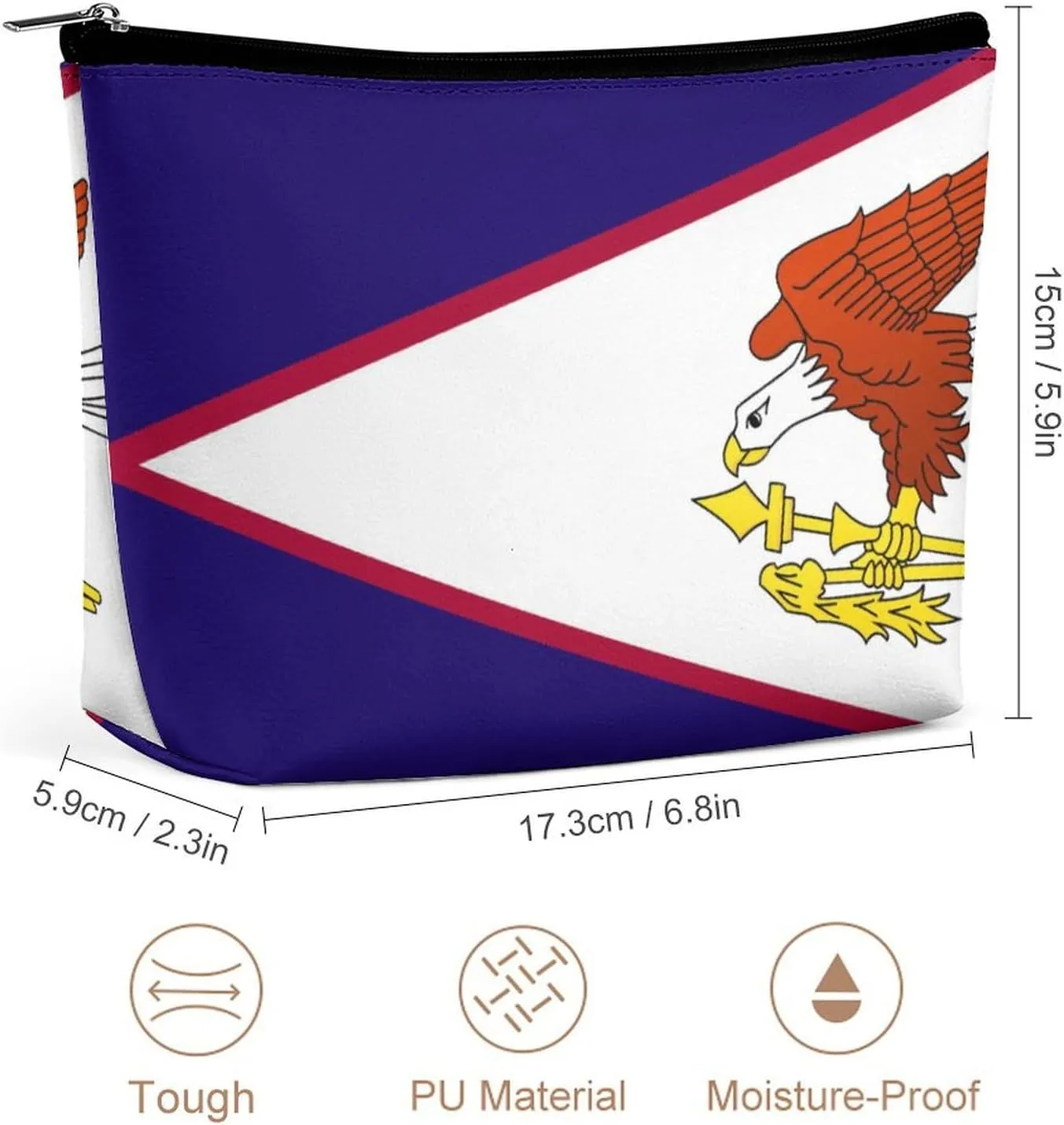 American Samoa Flag Portable Makeup Pouch for Purse Waterproof Cosmetic Bag Travel Organizer for Girls