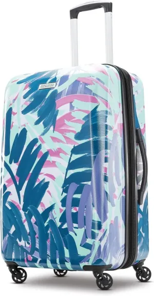 American Tourister Moonlight Hardside Expandable Luggage with Spinner Wheels, Palm Trees, Checked-Medium 24-Inch