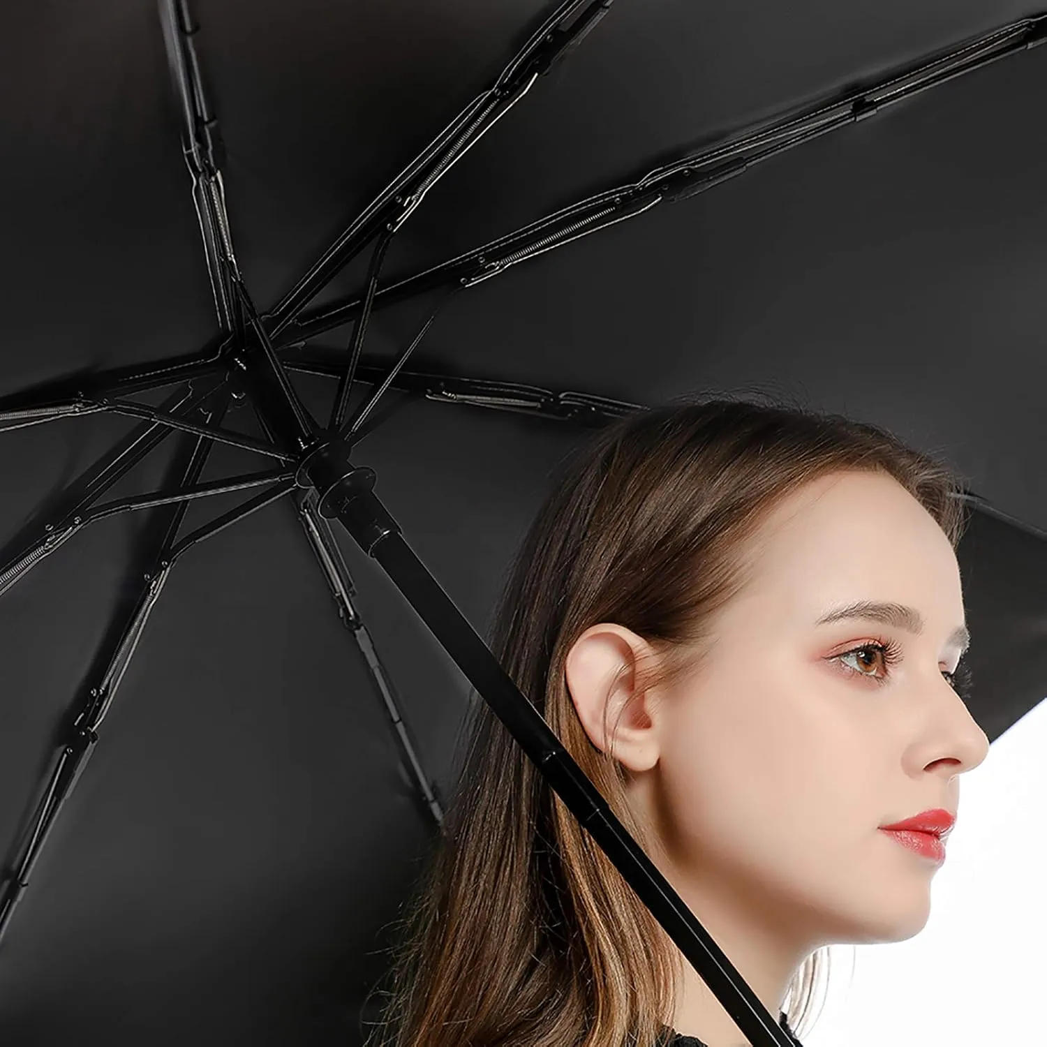 AMRANDOM Compact Travel Umbrella for Rain and Sun Automatic Portable Folding Umbrella