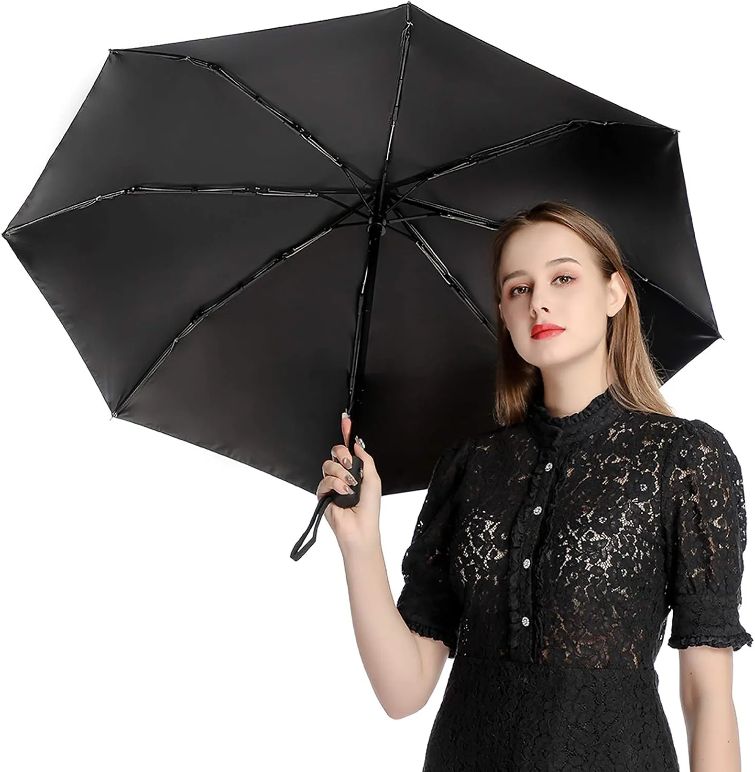 AMRANDOM Compact Travel Umbrella for Rain and Sun Automatic Portable Folding Umbrella