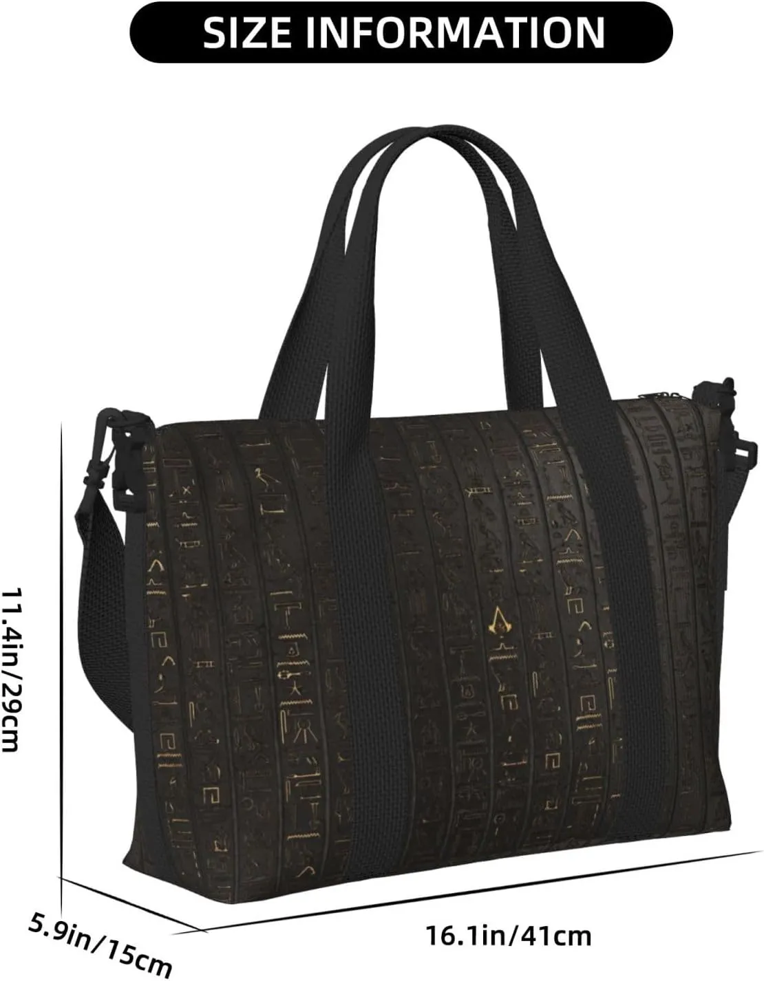 Ancient Egyptian Hieroglyph Hand Travel Bag For Men Women,Stylish Handheld Crossbody Travel Bag For Business Leisure Trave