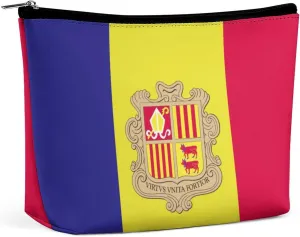 Andorra Flag Travel-Friendly Makeup Bag Compact Cosmetic Organizer for Women Girls