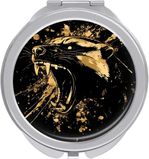 Anger Honey-Badger Roaring Travel Makeup Mirror 2-Sided 1x 2X Magnification Portable Mini Mirror for Handbag Purse Pocket