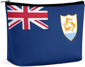 Anguilla Flag Portable Makeup Pouch for Purse Waterproof Cosmetic Bag Travel Organizer for Girls