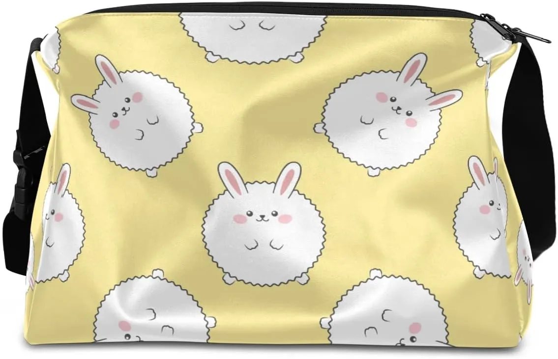 Animal Fat Rabbit Hare Small Gym Bag for Men Women Workout Sport Duffle Bag Waterproof Weekender Overnight Bag Lightweight Carry on Tote Bag Crossbody Shoulder Travel Bag for Swim Yoge Dance