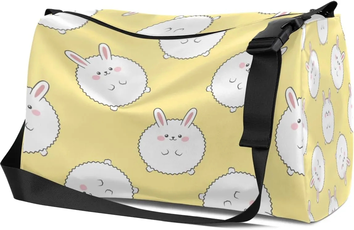 Animal Fat Rabbit Hare Small Gym Bag for Men Women Workout Sport Duffle Bag Waterproof Weekender Overnight Bag Lightweight Carry on Tote Bag Crossbody Shoulder Travel Bag for Swim Yoge Dance