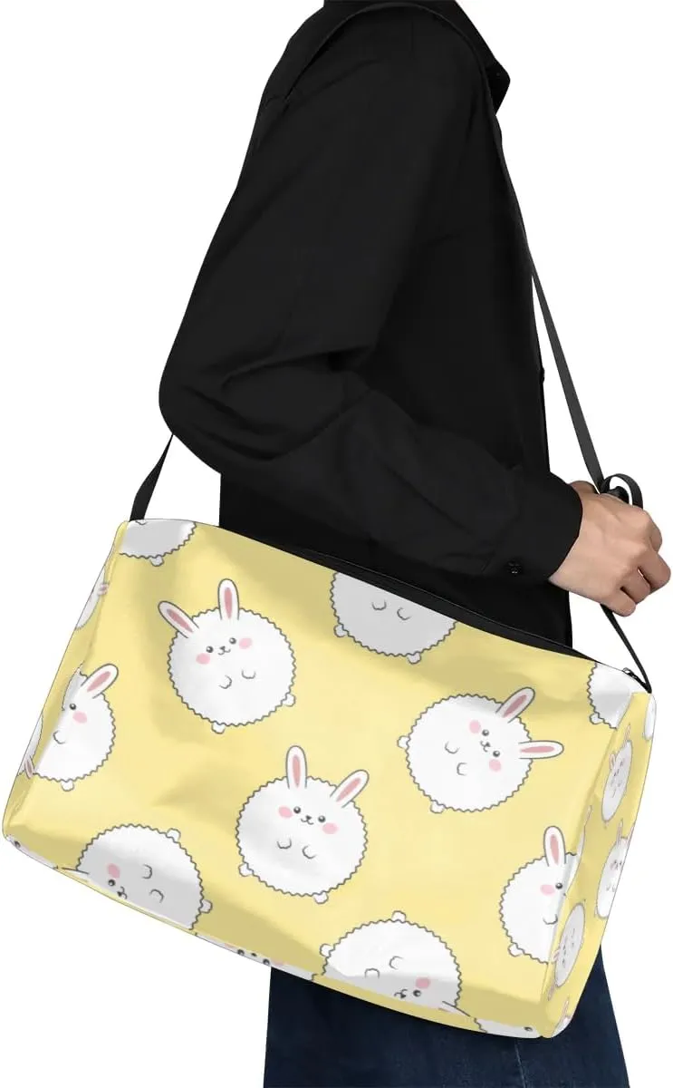 Animal Fat Rabbit Hare Small Gym Bag for Men Women Workout Sport Duffle Bag Waterproof Weekender Overnight Bag Lightweight Carry on Tote Bag Crossbody Shoulder Travel Bag for Swim Yoge Dance