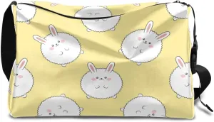 Animal Fat Rabbit Hare Small Gym Bag for Men Women Workout Sport Duffle Bag Waterproof Weekender Overnight Bag Lightweight Carry on Tote Bag Crossbody Shoulder Travel Bag for Swim Yoge Dance