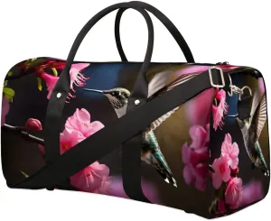 Animal Hummingbird Flower Travel Duffel bag for Men Women Weekender Overnight Bag Gym Bag Carry On Luggage Bags for Yoga Workout Sports