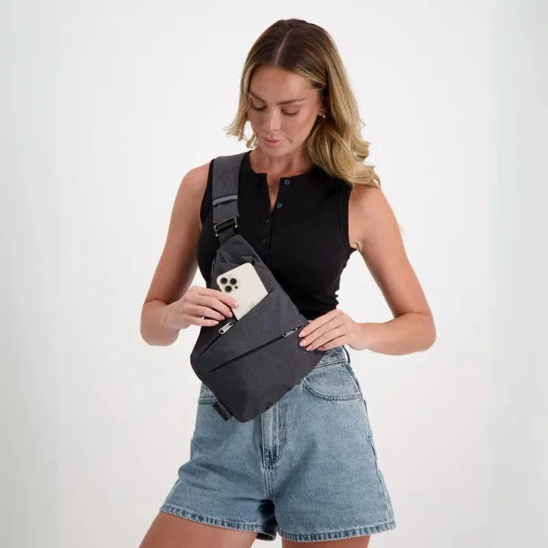 Anti Theft Crossbody Bag, Travel Sling Bag for Women and Men, Chest Shoulder Bag(Black,Right-Handed)