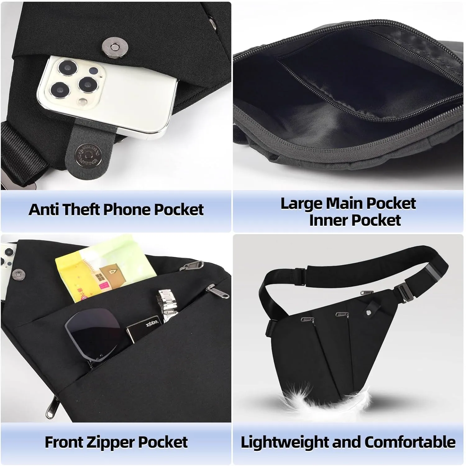 Anti Theft Crossbody Bag,Anti Theft Travel Bag for Women Men,Sling Crossbody Bag for Travel, Sport, Work