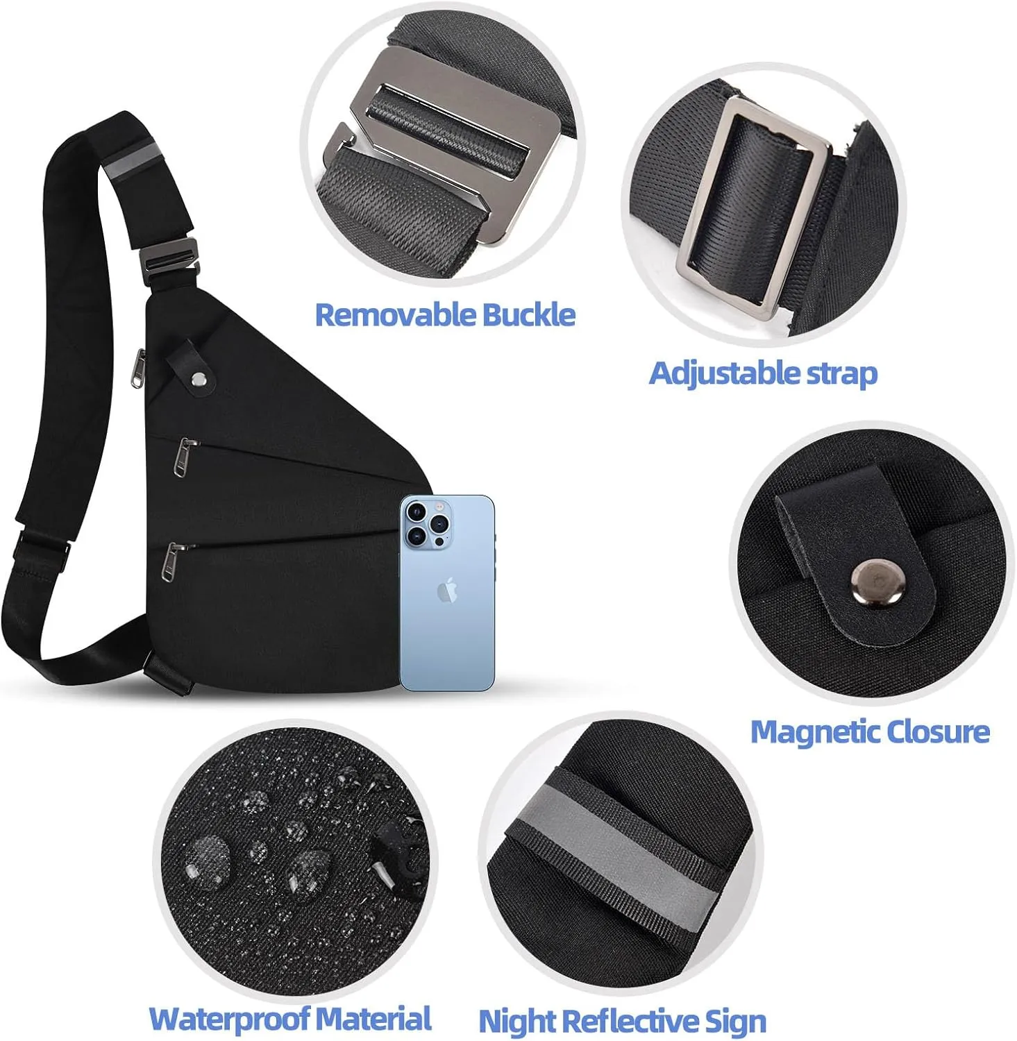 Anti Theft Crossbody Bag,Anti Theft Travel Bag for Women Men,Sling Crossbody Bag for Travel, Sport, Work