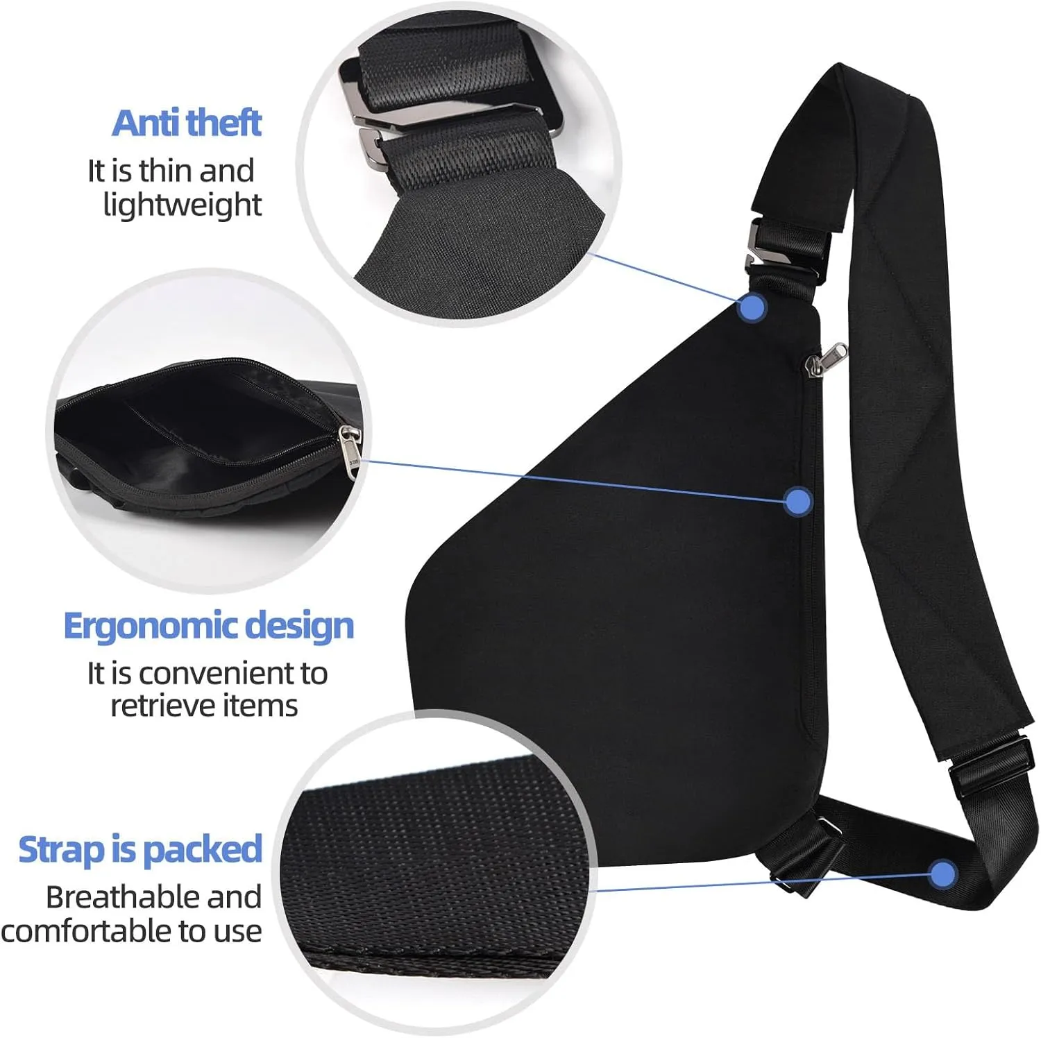 Anti Theft Crossbody Bag,Anti Theft Travel Bag for Women Men,Sling Crossbody Bag for Travel, Sport, Work