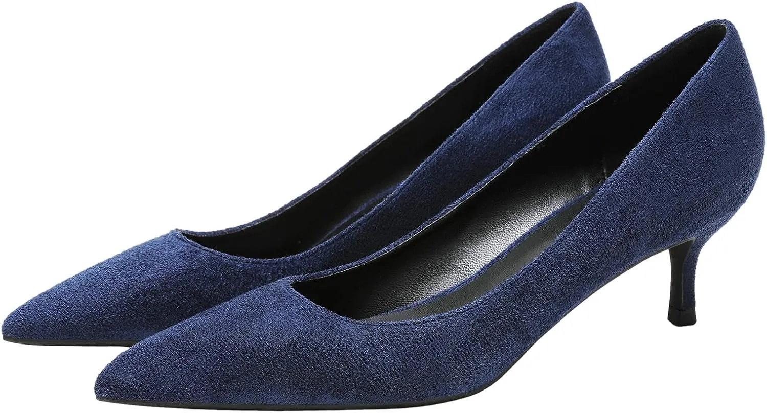 ANUFER Women's Velvet 5CM/8CM High Heels Elegant Pointed Toe Pumps Office Work Shoes