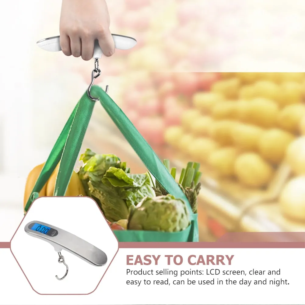 ANYGLEAM Silver Black Travel Luggage Weighing Scale With Hook 50Kg Accurate Measure Electronic Portable Digital Display