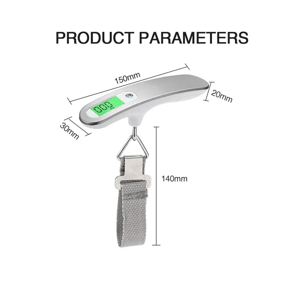 ANYGLEAM Silver Blue Button Travel Luggage Weighing Scale With Tape 50Kg Accurate Measure Electronic Portable Digital Display