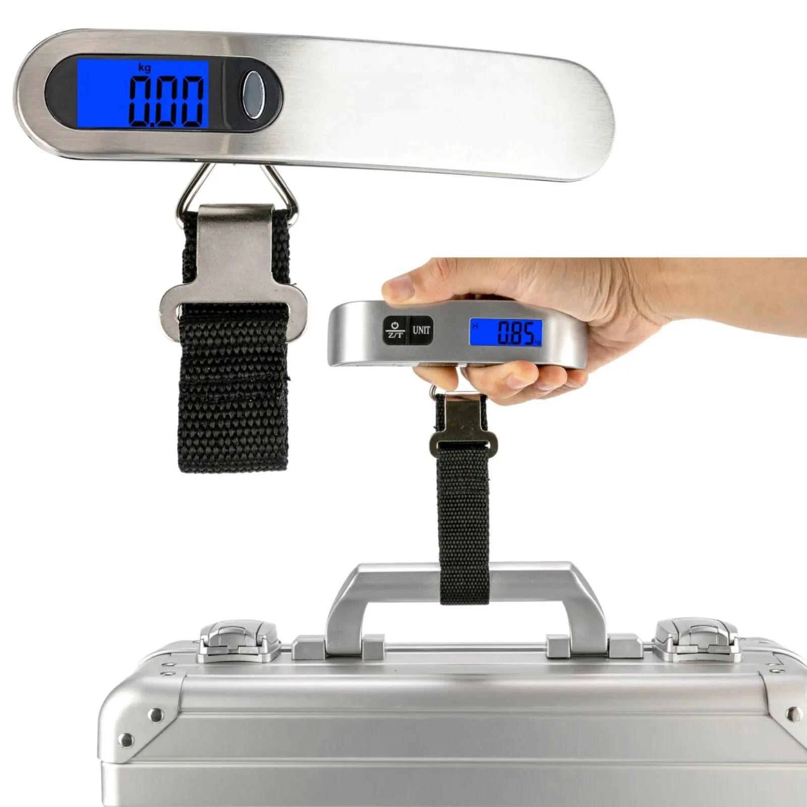 ANYGLEAM Silver Travel Luggage Digital Weighing Scale 50Kg Accurate Measure Electronic Portable Digital Display