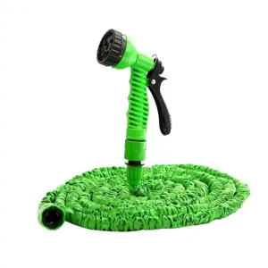 ANYHOUZ Garden Hose Green Expandable Leak Proof Rubber Water Pipe with 7 Spray Patterns