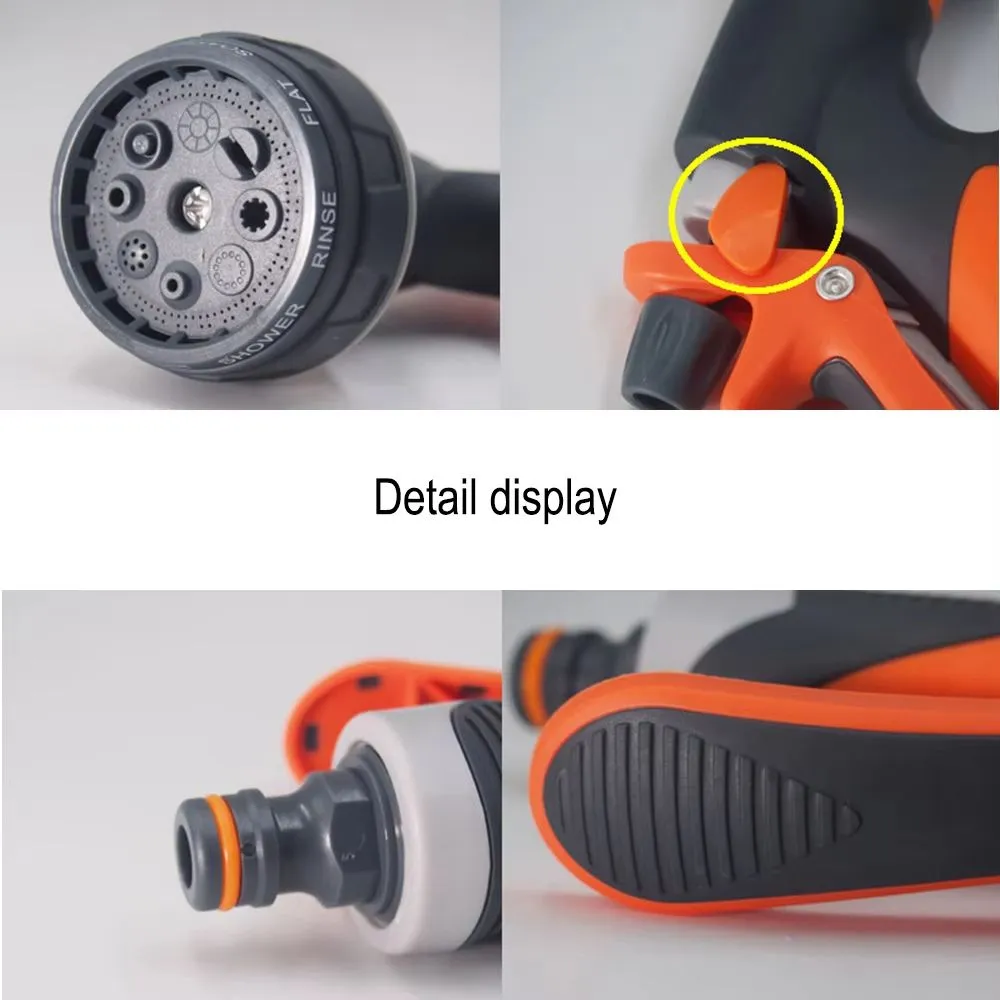 ANYHOUZ Garden Hose Nozzle 4PC Set 8 Mode High Pressure Adjustable Sprayer with Grey Orange Standard Threaded Connector