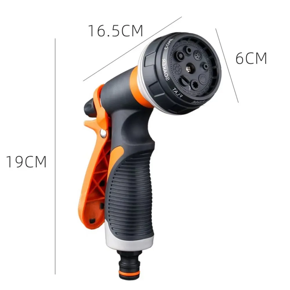 ANYHOUZ Garden Hose Nozzle 4PC Set 8 Mode High Pressure Adjustable Sprayer with Grey Orange Standard Threaded Connector